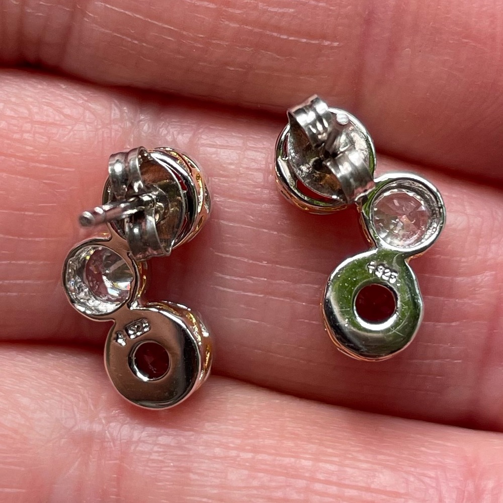 Ruby/CZ Stones Sterling Silver Necklace ER Set - Picture 10 of 14